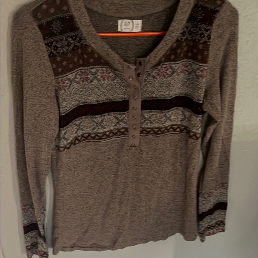 Maurices Brown and Gray V-Neck Sweaters